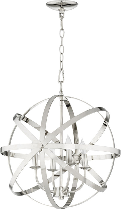 Quorum 6009-4-62 Four Light Chandelier, Polished Nickel