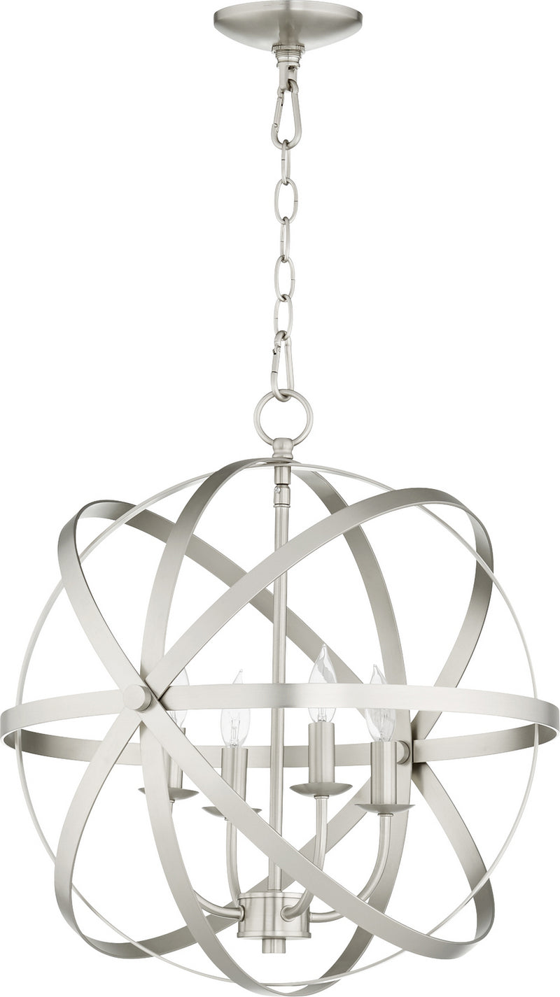 Quorum 6009-4-65 Four Light Chandelier, Satin Nickel