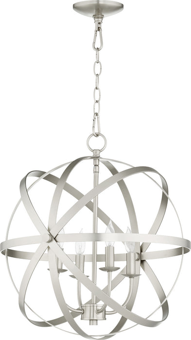 Quorum 6009-4-65 Four Light Chandelier, Satin Nickel