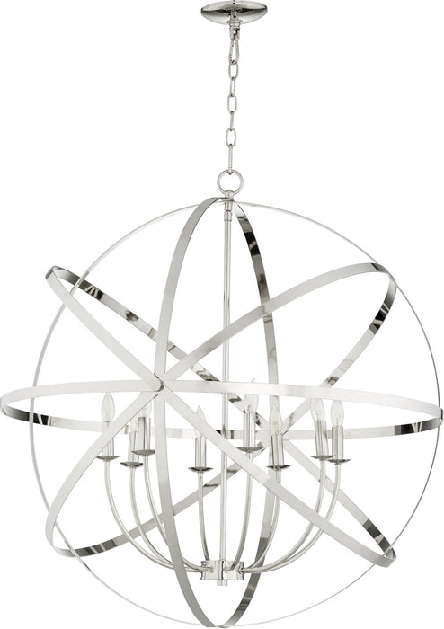 Quorum 6009-8-62 Eight Light Chandelier, Polished Nickel