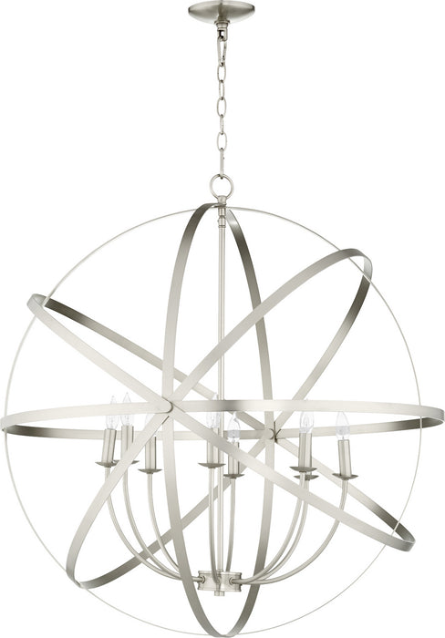 Quorum 6009-8-65 Eight Light Chandelier, Satin Nickel