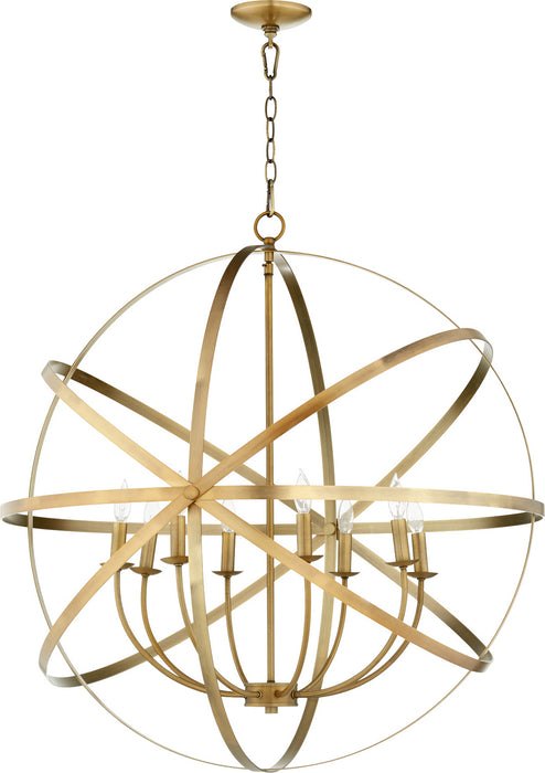 Quorum 6009-8-80 Eight Light Chandelier, Aged Brass