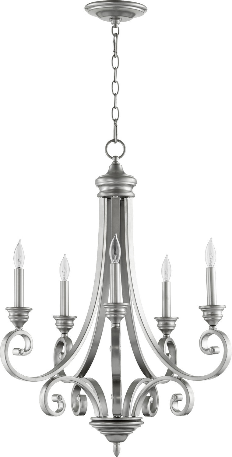 Quorum 6054-5-64 Five Light Chandelier, Classic Nickel