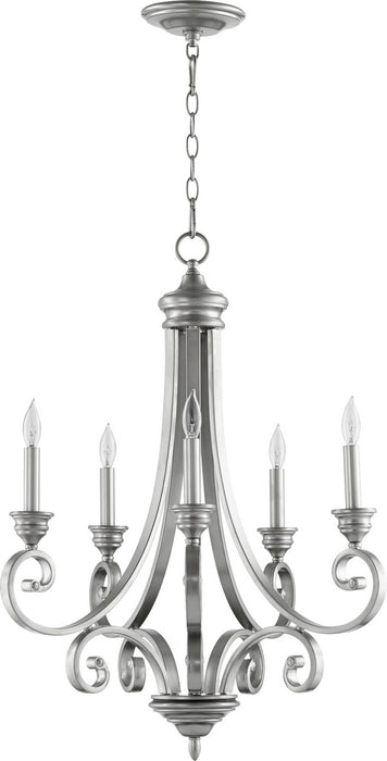 Quorum 6054-5-64 Five Light Chandelier, Classic Nickel