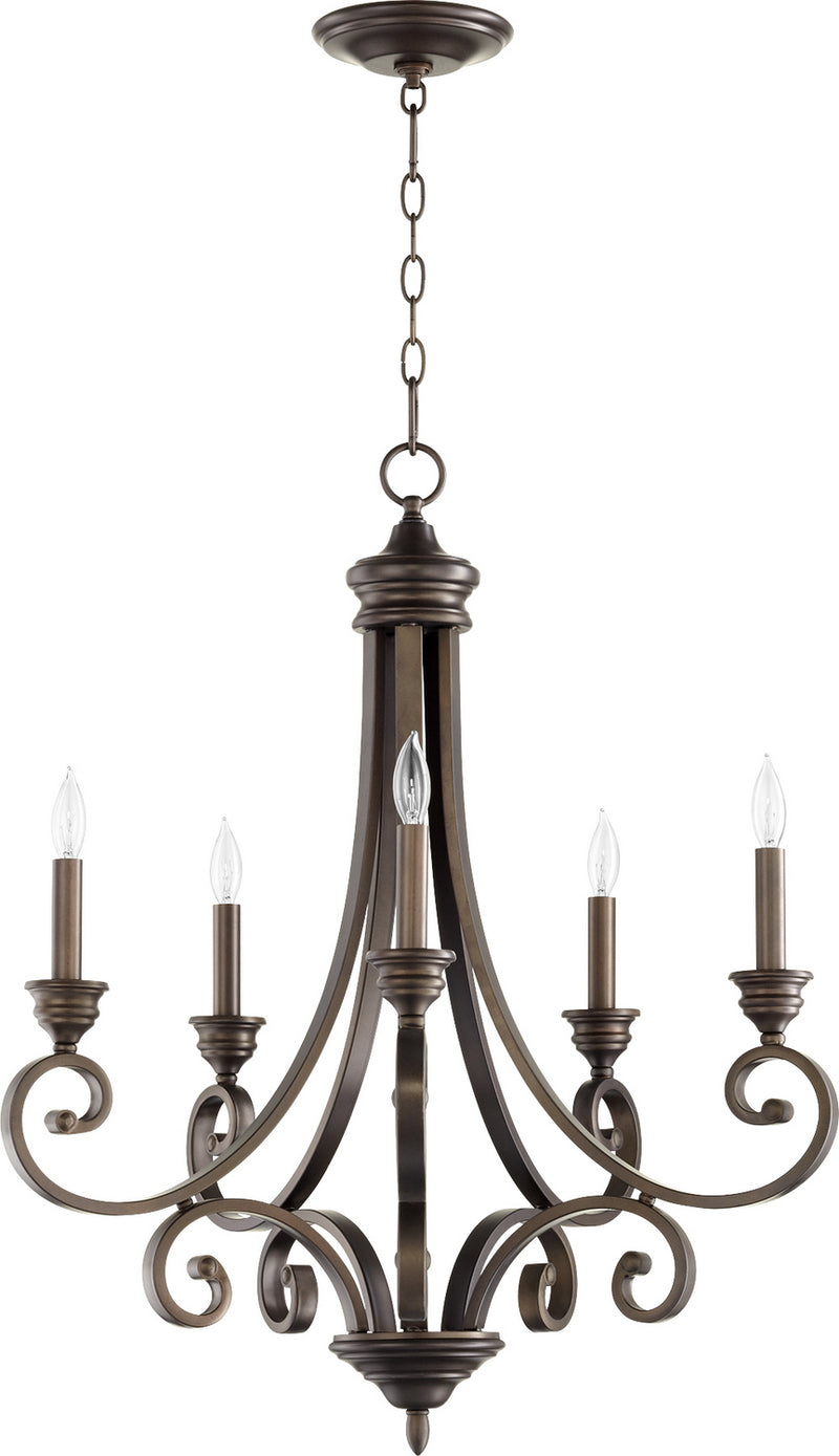 Quorum 6054-5-86 Five Light Chandelier, Oiled Bronze