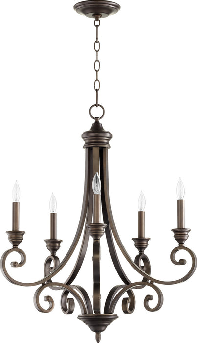 Quorum 6054-5-86 Five Light Chandelier, Oiled Bronze