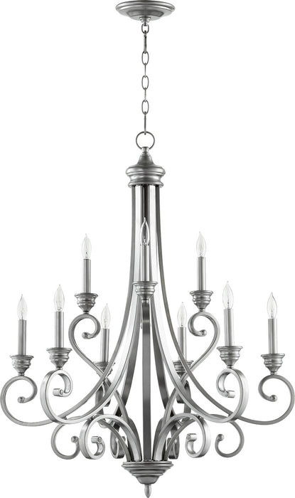Quorum 6054-9-64 Nine Light Chandelier, Classic Nickel
