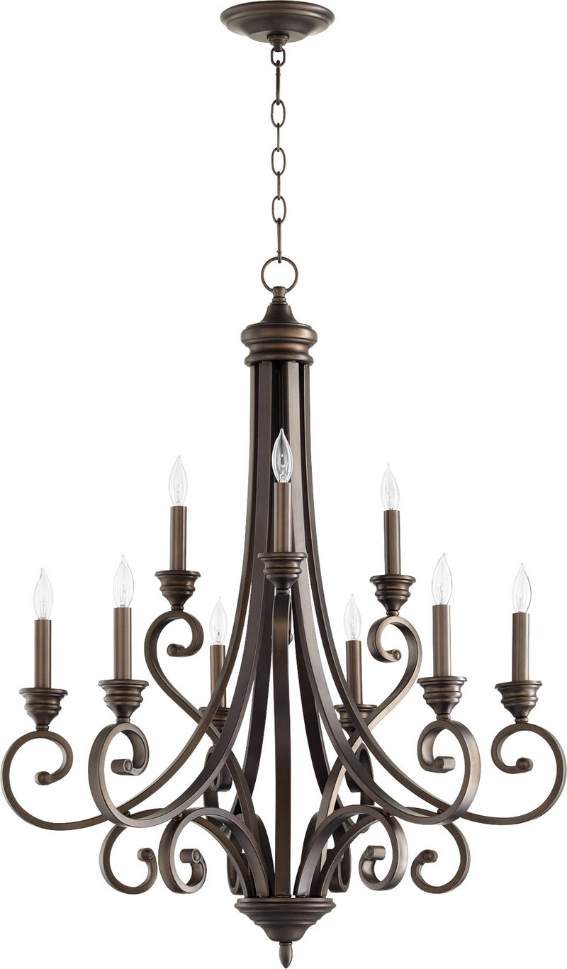 Quorum 6054-9-86 Nine Light Chandelier, Oiled Bronze