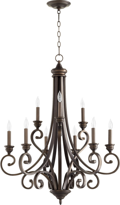 Quorum 6054-9-86 Nine Light Chandelier, Oiled Bronze