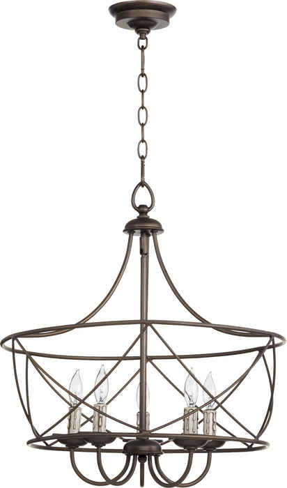 Quorum 6416-5-86 Five Light Pendant, Oiled Bronze