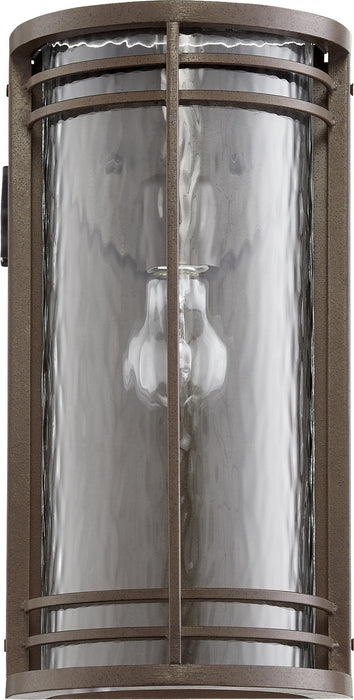 Quorum 7916-186 One Light Outdoor Lantern, Oiled Bronze w/ Clear Hammered Glass
