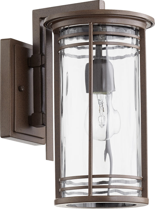 Quorum 7916-7-186 One Light Outdoor Lantern, Oiled Bronze w/ Clear Hammered Glass