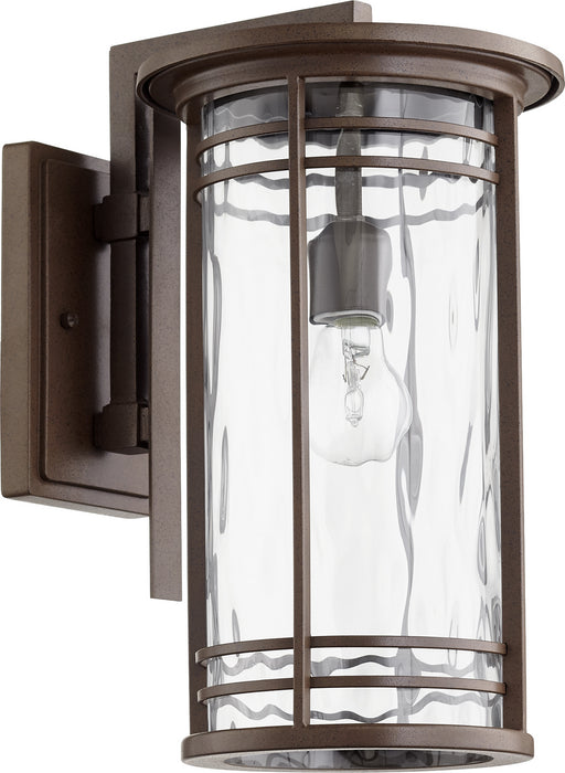 Quorum 7916-9-186 One Light Outdoor Lantern, Oiled Bronze w/ Clear Hammered Glass
