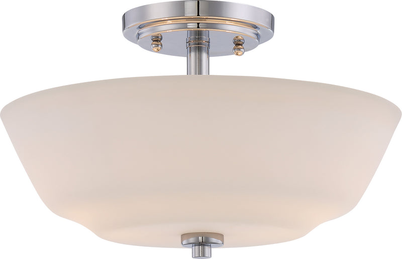 Nuvo Lighting 60-5806 Two Light Semi Flush Mount, Polished Nickel
