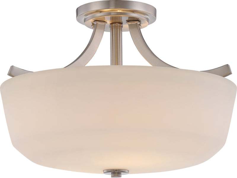 Nuvo Lighting 60-5826 Two Light Semi Flush Mount, Brushed Nickel