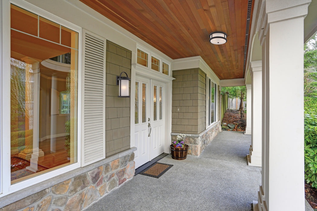 Nuvo Lighting 62-652 LED Wall Sconce, Textured Black / Antique White Glass