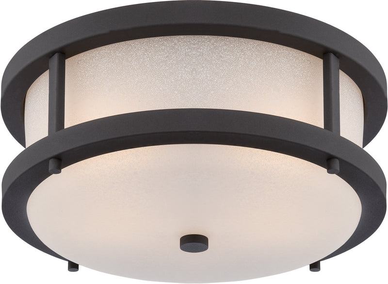 Nuvo Lighting 62-653 LED Outdoor Flush Mount, Textured Black / Antique White Glass