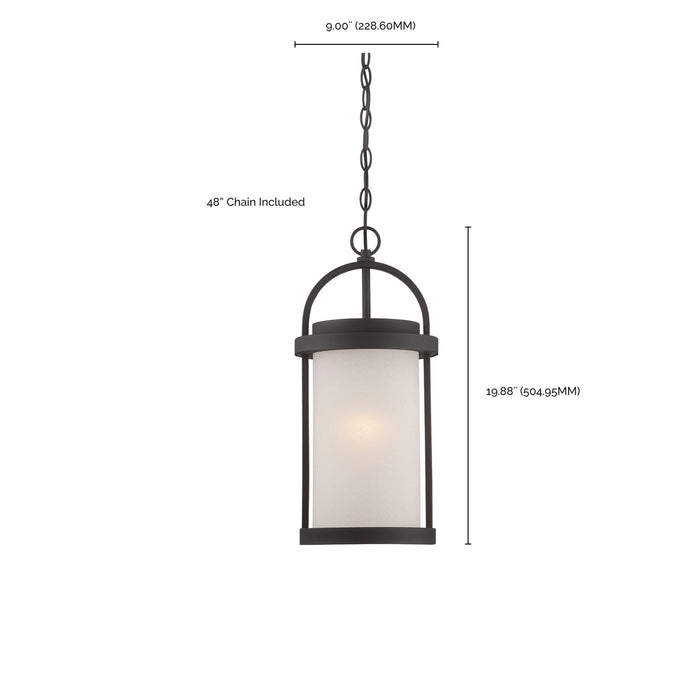 Nuvo Lighting 62-655 LED Outdoor Hanging Lantern, Textured Black / Antique White Glass