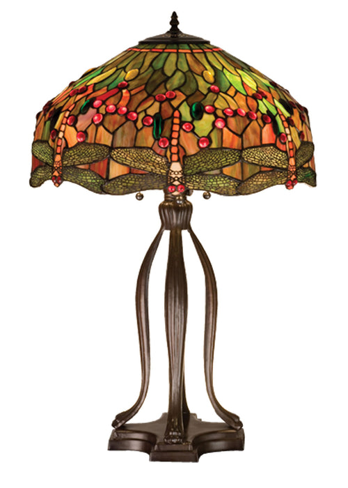 Meyda Tiffany 31109 Three Light Table Lamp, Mahogany Bronze