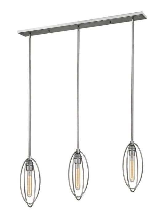 Z-Lite 3000-3B-OS Three Light Linear Chandelier, Old Silver