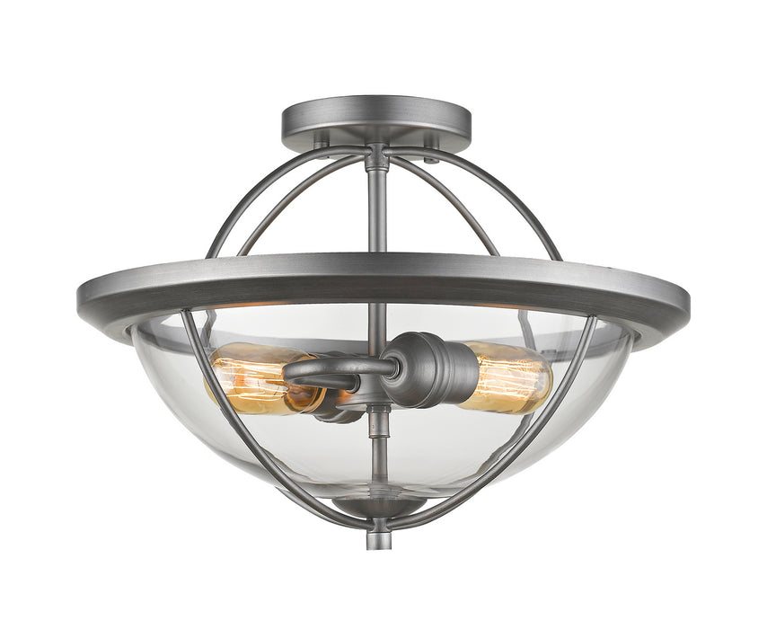 Z-Lite 3000SF-OS Two Light Semi Flush Mount, Old Silver