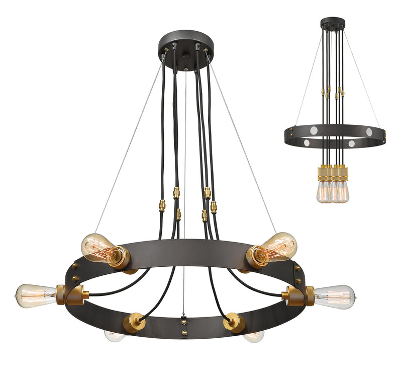 Z-Lite 8001-6C-BRZ Six Light Chandelier, Bronze