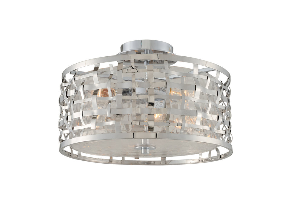 Kalco 308740SL Three Light Semi Flush Mount, Stainless Steel