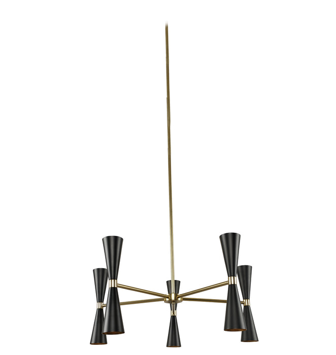 Kalco 310470BVB LED Chandelier, Black and Vintage Brass