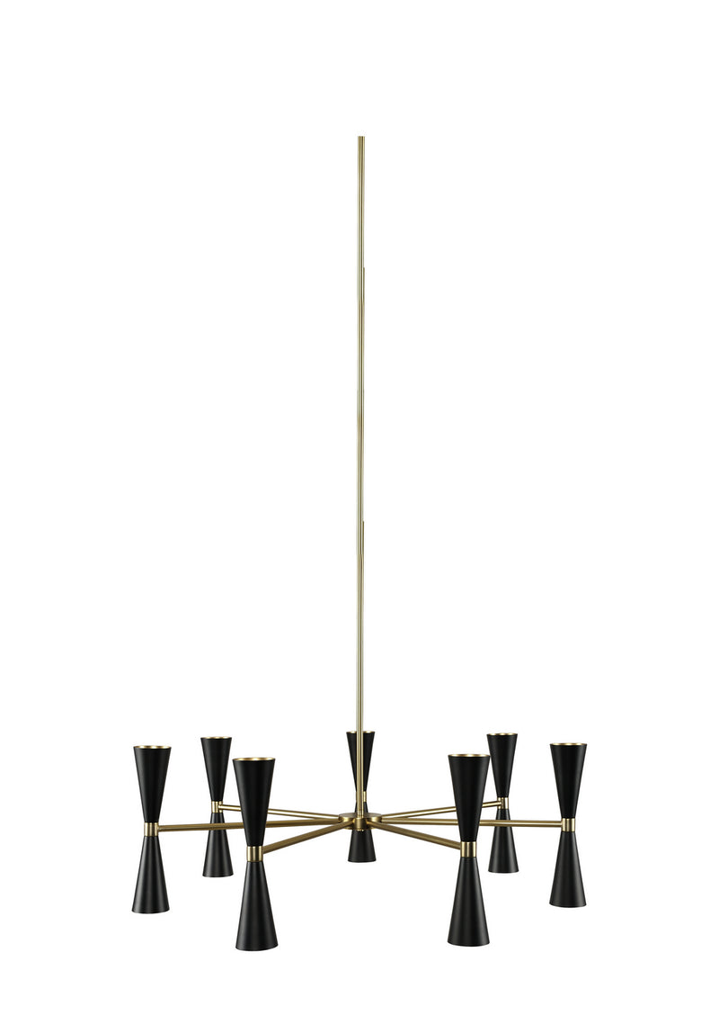 Kalco 310471BVB LED Chandelier, Black and Vintage Brass