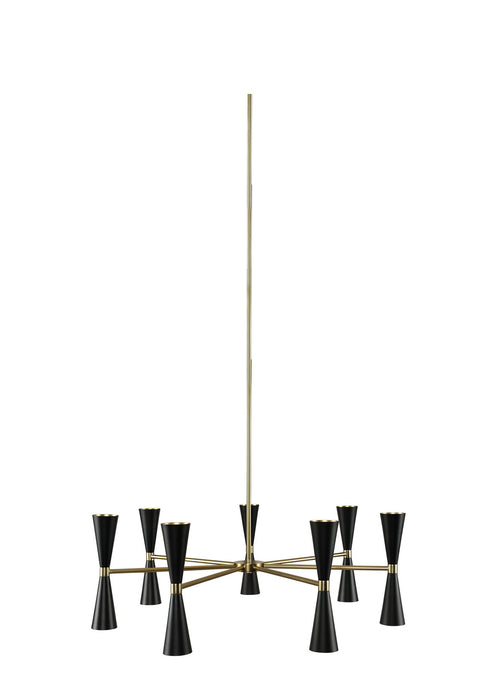 Kalco 310471BVB LED Chandelier, Black and Vintage Brass