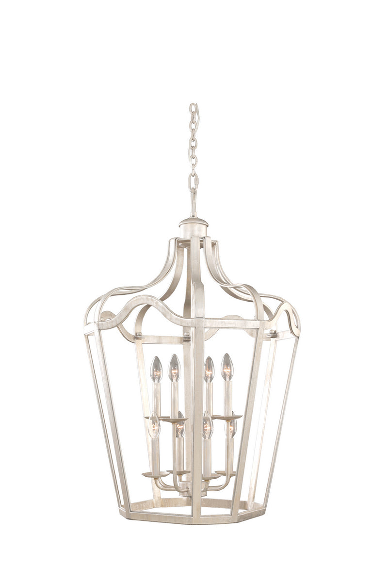 Kalco 7415PS Eight Light Lantern, Pearl Silver