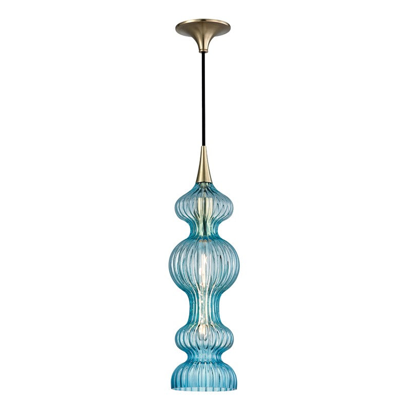 Hudson Valley 1600-AGB-BL One Light Pendant, Aged Brass