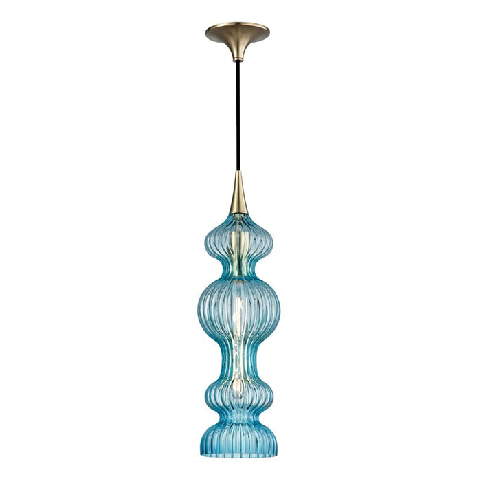 Hudson Valley 1600-AGB-BL One Light Pendant, Aged Brass