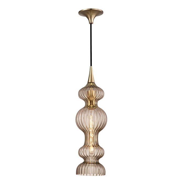 Hudson Valley 1600-AGB-BZ One Light Pendant, Aged Brass
