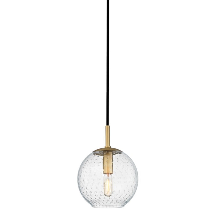 Hudson Valley 2007-AGB-CL One Light Pendant, Aged Brass