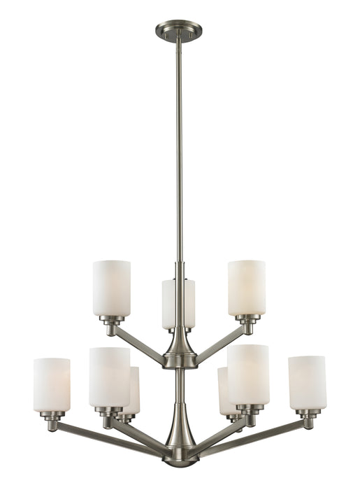 Z-Lite 410-9 Nine Light Chandelier, Brushed Nickel