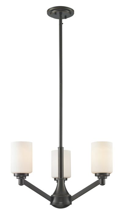 Z-Lite 411-3 Three Light Chandelier, Coppery Bronze