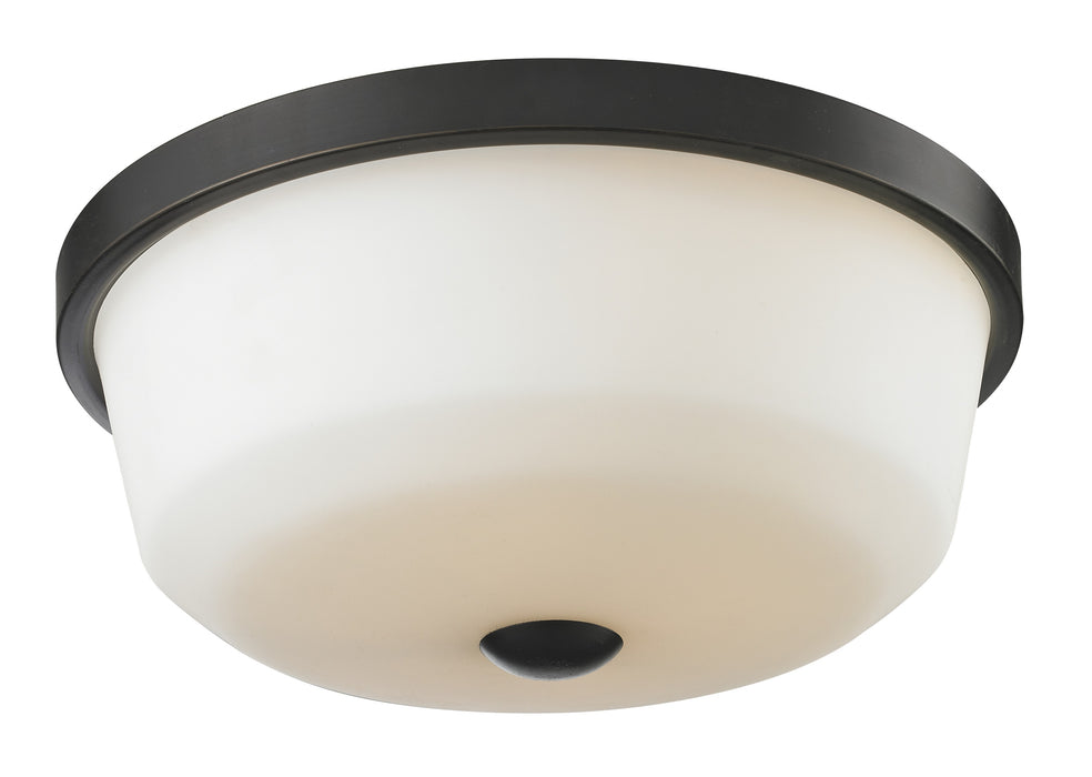 Z-Lite 411F3 Three Light Flush Mount, Coppery Bronze