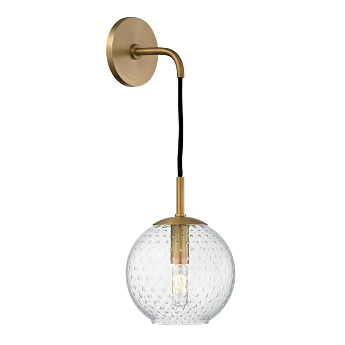 Hudson Valley 2020-AGB-CL One Light Wall Sconce, Aged Brass