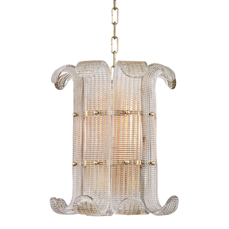 Hudson Valley 2904-AGB Four Light Pendant, Aged Brass