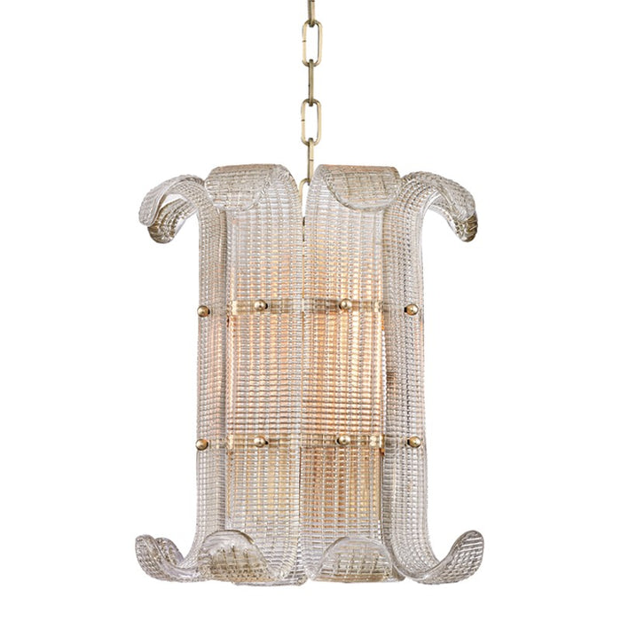 Hudson Valley 2904-AGB Four Light Pendant, Aged Brass