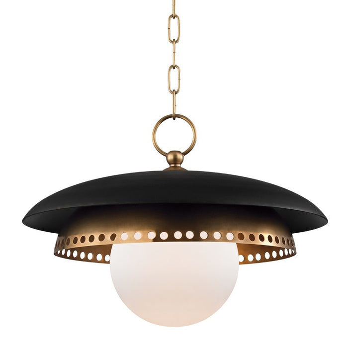 Hudson Valley 3317-AGB One Light Pendant, Aged Brass