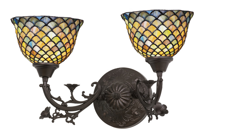 Meyda Tiffany 109508 Two Light Wall Sconce, Mahogany Bronze