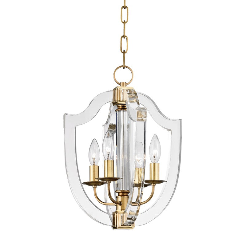 Hudson Valley 6512-AGB Four Light Pendant, Aged Brass