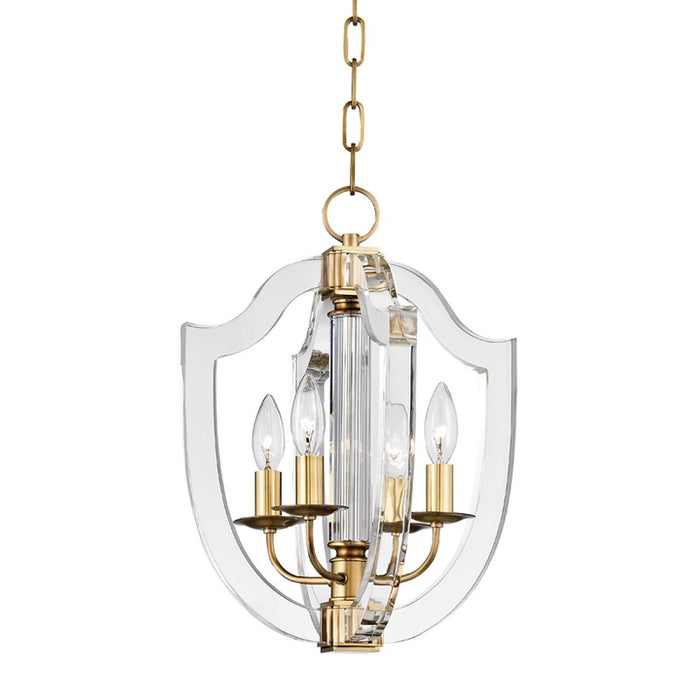Hudson Valley 6512-AGB Four Light Pendant, Aged Brass