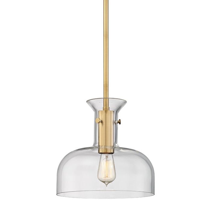 Hudson Valley 7912-AGB One Light Pendant, Aged Brass