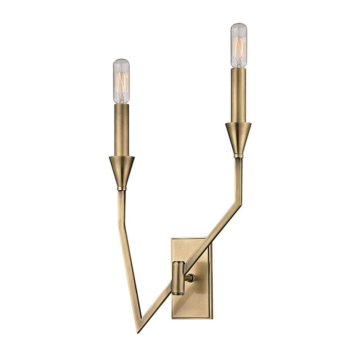 Hudson Valley 8502R-AGB Two Light Wall Sconce, Aged Brass