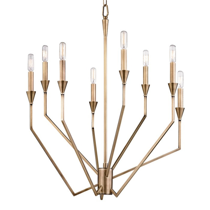 Hudson Valley 8508-AGB Eight Light Chandelier, Aged Brass