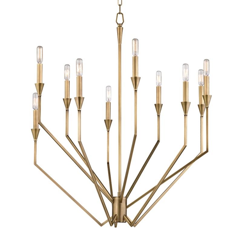 Hudson Valley 8510-AGB Ten Light Chandelier, Aged Brass