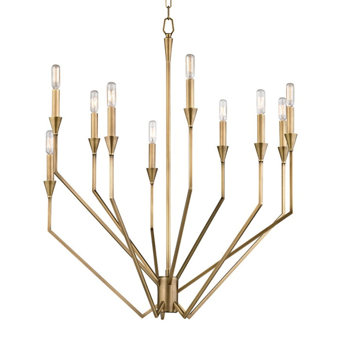 Hudson Valley 8510-AGB Ten Light Chandelier, Aged Brass